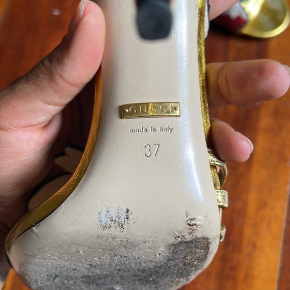Gold Floral Gucci Heels - Picture 3 of 3
